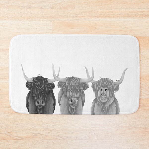 Item preview, Black and White Highland Cows designed and sold by smoothfoxill.
