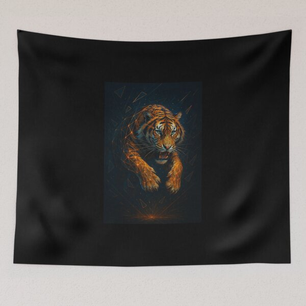 Item preview, Tiger – Geometric Wildcat Power Leap Wildlife Art designed and sold by GeoWild Designs.