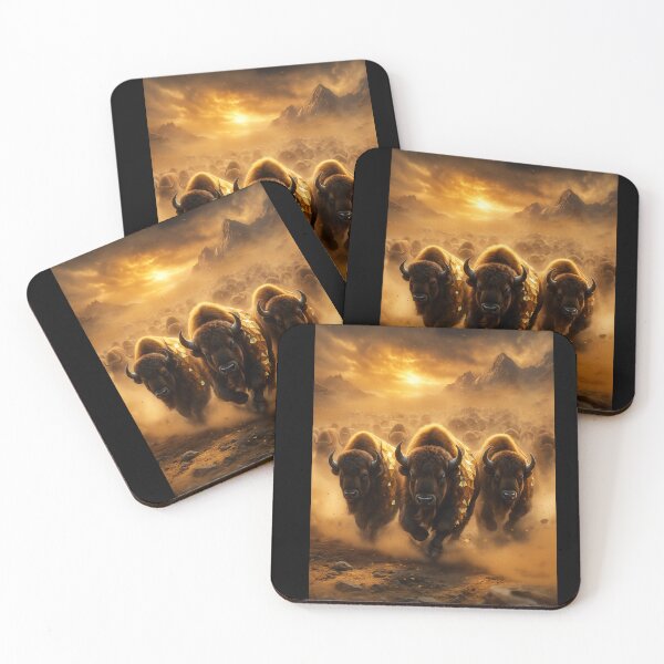 Item preview, Bison Stampede – Geometric Sunset Thunder Run Wildlife Art designed and sold by GeoWild Designs.