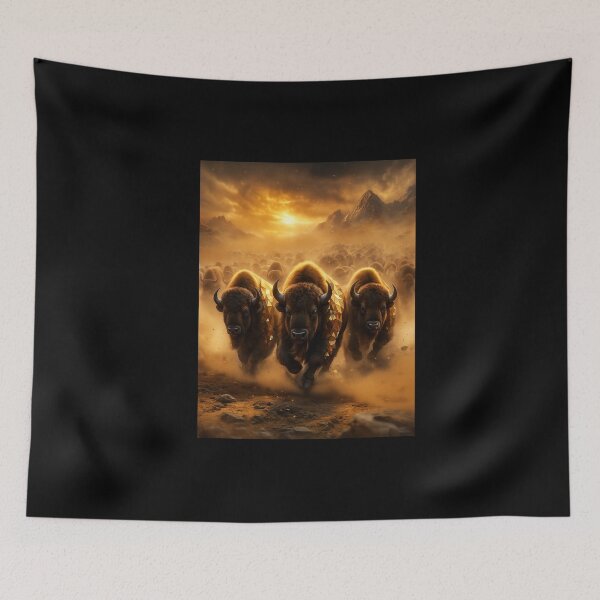 Item preview, Bison Stampede – Geometric Sunset Thunder Run Wildlife Art designed and sold by GeoWild Designs.