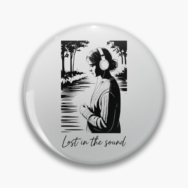 Item preview, Lost in the Sound Design with Headphones, Nature Reflection, and Black-and-White Contemplative Mood designed and sold by SplashTastic.