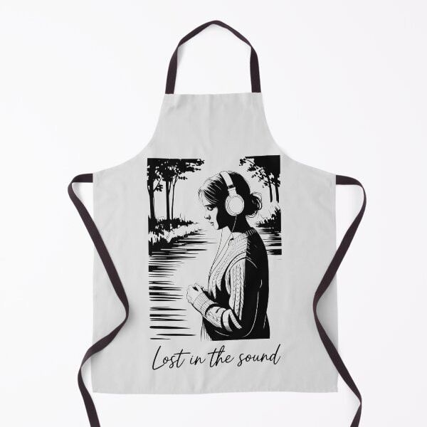 Item preview, Lost in the Sound Design with Headphones, Nature Reflection, and Black-and-White Contemplative Mood designed and sold by SplashTastic.