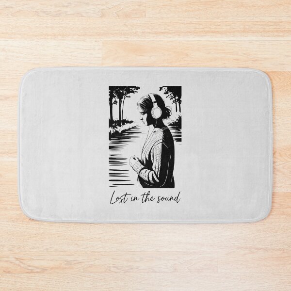 Item preview, Lost in the Sound Design with Headphones, Nature Reflection, and Black-and-White Contemplative Mood designed and sold by SplashTastic.