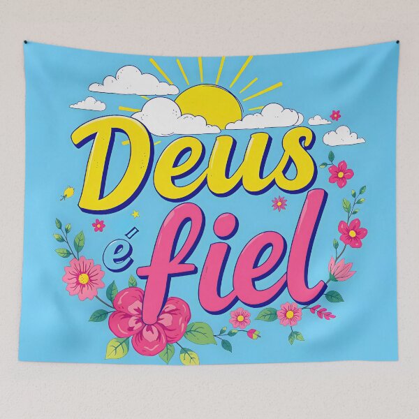 Item preview, Portuguese phrase “Deus é fiel” (God is faithful) designed and sold by Beleza e Estilo.