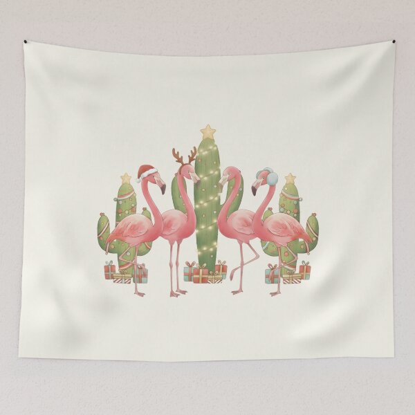 Item preview, Flamingo Christmas with Cactus Trees designed and sold by HumTumMe.