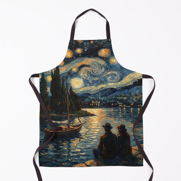 Item preview, Starry Night Style Romantic Couple Harbor Painting designed and sold by DenBox.