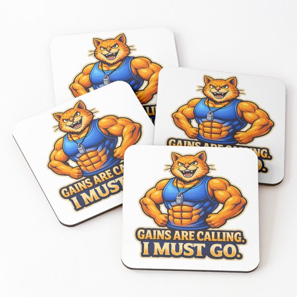 Item preview, Muscular Fitness Coach Cat Gym Humor designed and sold by Pixostick.