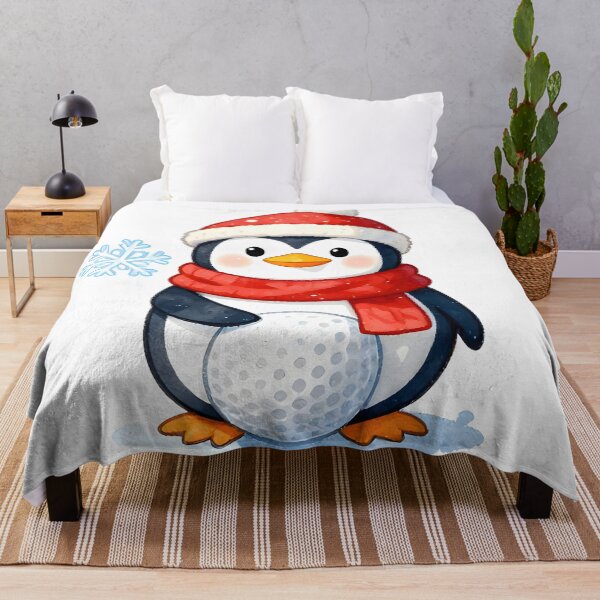 Item preview, Penguin Hugging Golf Ball – Cute Watercolor Christmas Design designed and sold by MKV Design.