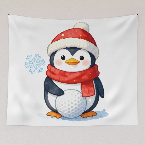 Item preview, Penguin Hugging Golf Ball – Cute Watercolor Christmas Design designed and sold by MKV Design.