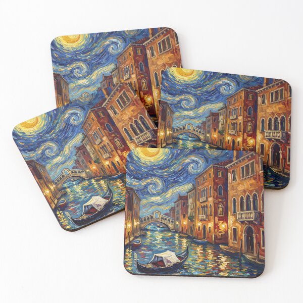 Item preview, Impressionistic Venetian Canal Night Painting designed and sold by DenBox.