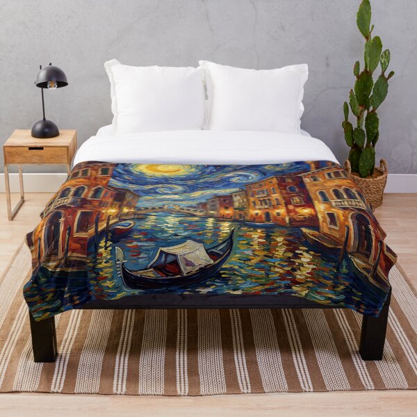 Item preview, Impressionistic Venetian Canal Night Painting designed and sold by DenBox.
