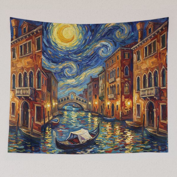 Item preview, Impressionistic Venetian Canal Night Painting designed and sold by DenBox.