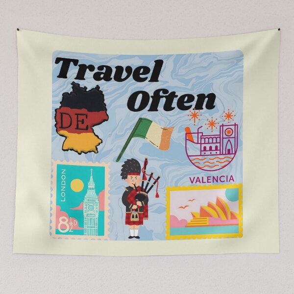 Item preview, Travel Often, Blue designed and sold by Nightshade Pixie Creations.