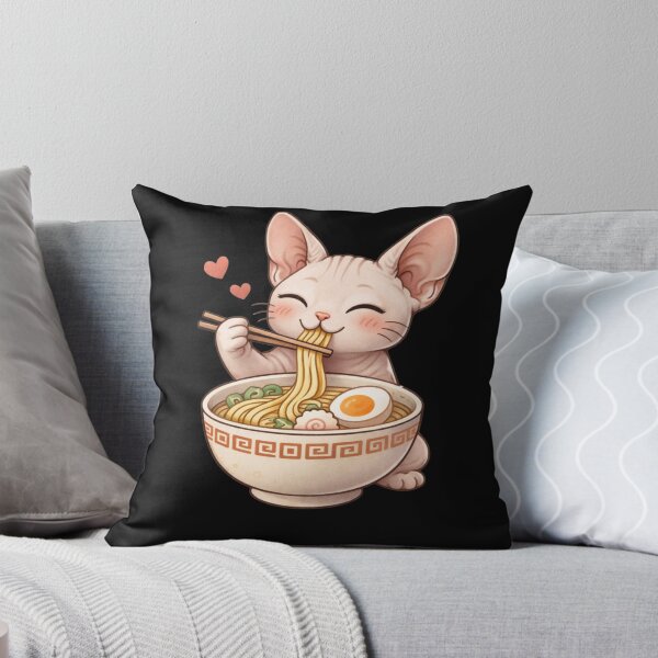 Item preview, KAWAII RAMEN CAT NOODLES | SPHYNX CAT EATING RAMEN   designed and sold by CoachEkong.