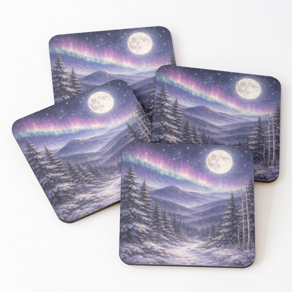 Item preview, Moonlit Aurora Winter Path Print designed and sold by SezzyDesigns.