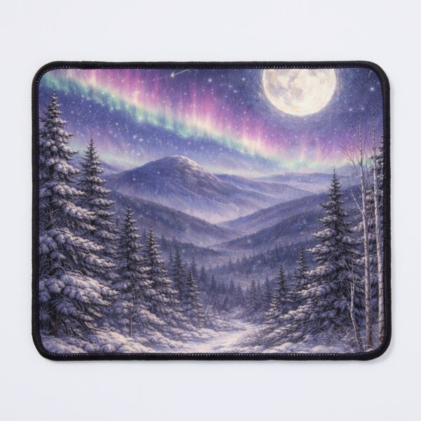 Artikelvorschau, Mondbeschienene Aurora Winterpfad-Druck entworfen und verkauft von SezzyDesigns.