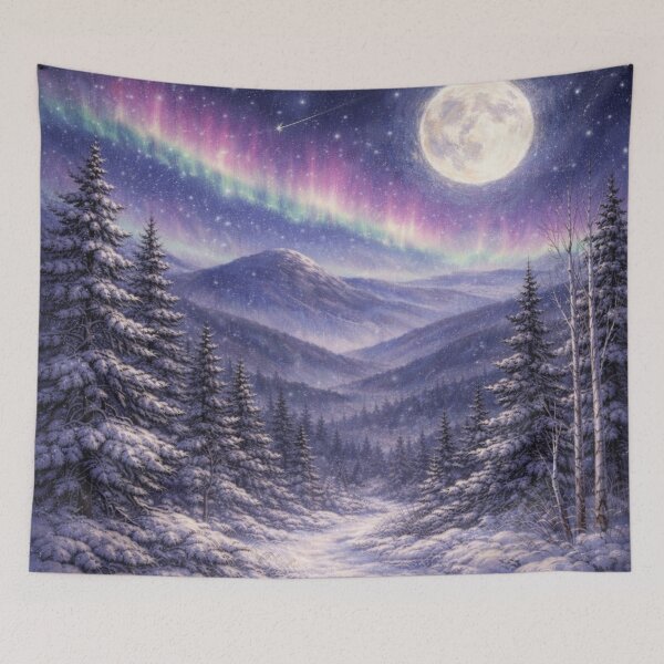 Item preview, Moonlit Aurora Winter Path Print designed and sold by SezzyDesigns.