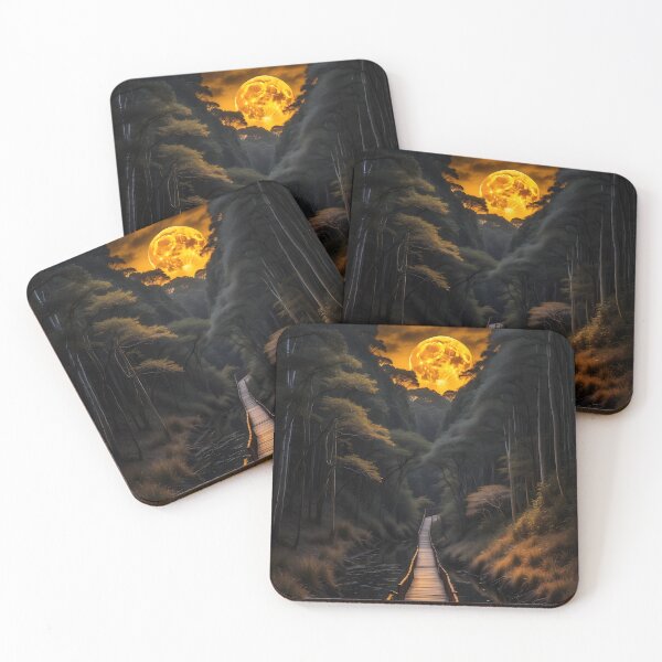 Item preview, Mystical Forest Path Under a Glowing Golden Moon designed and sold by PalmixArt.