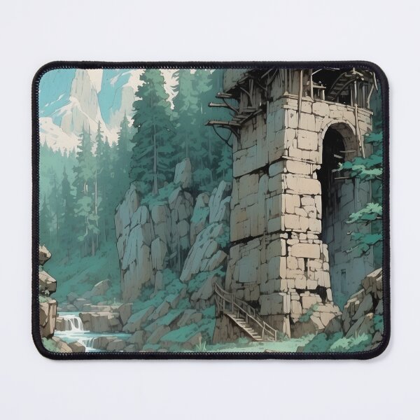 Item preview, Ancient Stone Tower by Alpine River Waterfall designed and sold by PalmixArt.