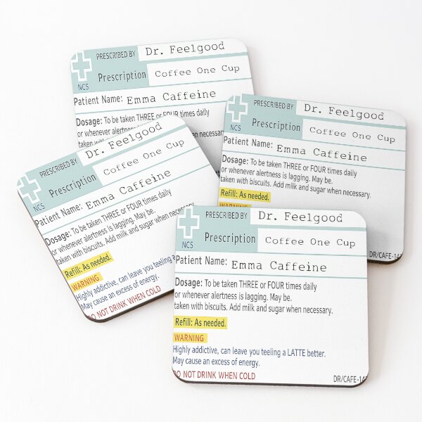 Item preview, Funny Coffee Prescription Design – Dr. Feelgood Prescribes Coffee – Caffeine Humor Parody Art designed and sold by SeriouslyArtistical.