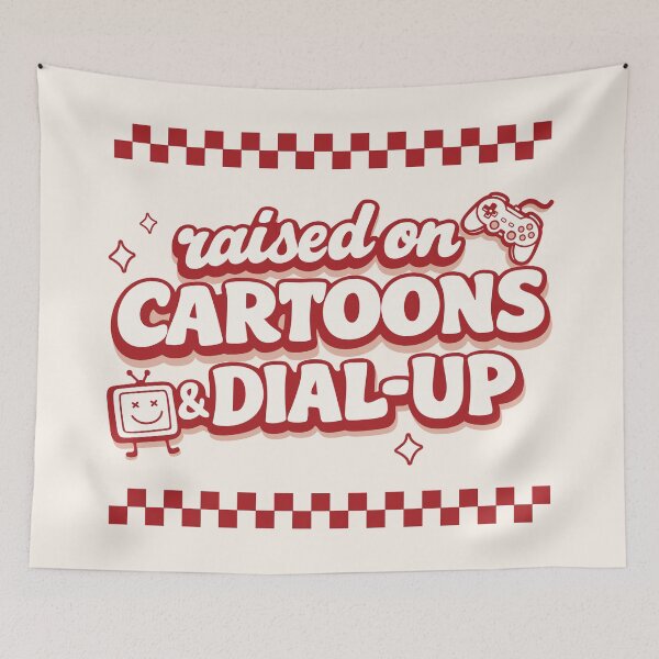 Item preview, Raised on Cartoons & Dial-Up – 90s and 80s Nostalgia Retro Game Internet Aesthetic designed and sold by station-one.