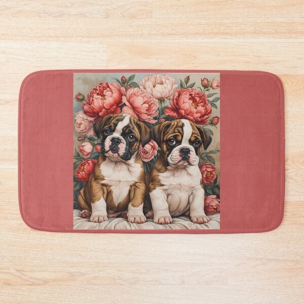 Item preview, Boxer puppies among peony flowers. designed and sold by Natalia-Vlad.