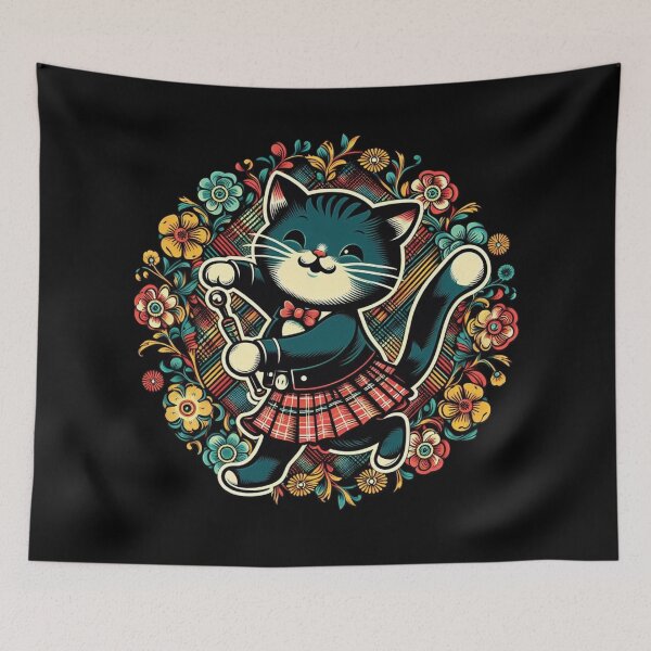 Item preview, Highland Dance Cat – Scottish Folk Dancing Cat Illustration designed and sold by AYACHI90.