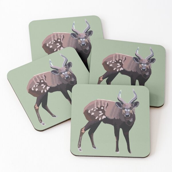 Item preview, S is for Sitatunga,Sitatunga Artwork – Wetland Antelope Illustration and African Wildlife Design designed and sold by PrettylittlepastelUk.