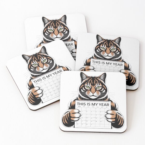 Item preview, Motivational New Year Cat Illustration designed and sold by Pixostick.
