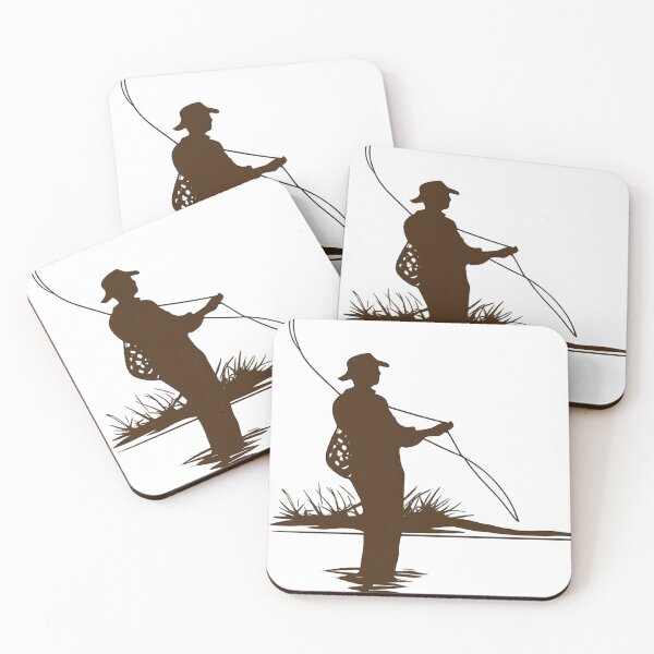 Item preview, Fly Fisherman Silhouette Cast, Minimal Fishing Art designed and sold by Prayful.