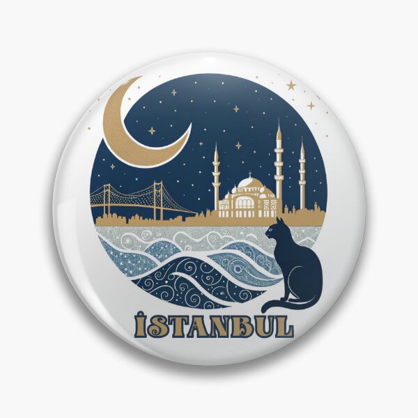 Item preview, Istanbul Night Skyline - Golden Mosque and Bosphorus Bridge with Cat   designed and sold by asliberry.