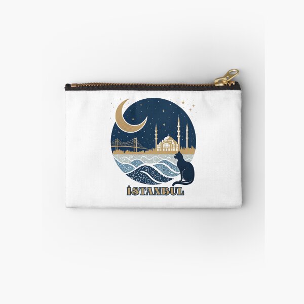 Item preview, Istanbul Night Skyline - Golden Mosque and Bosphorus Bridge with Cat   designed and sold by asliberry.