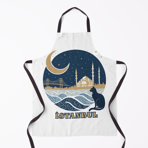 Item preview, Istanbul Night Skyline - Golden Mosque and Bosphorus Bridge with Cat   designed and sold by asliberry.