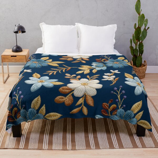Item preview, Pattern of Blue and Light Earth Flowers, Branches and Leaves designed and sold by Ciervo Primavera.