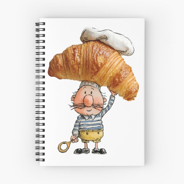 Item preview, Funny Baker with Croissant Hat – Whimsical Bakery Illustration with Realistic Pastry designed and sold by olenadykun.ai.