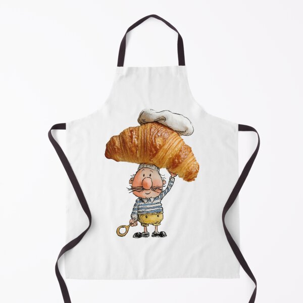 Item preview, Funny Baker with Croissant Hat – Whimsical Bakery Illustration with Realistic Pastry designed and sold by olenadykun.ai.