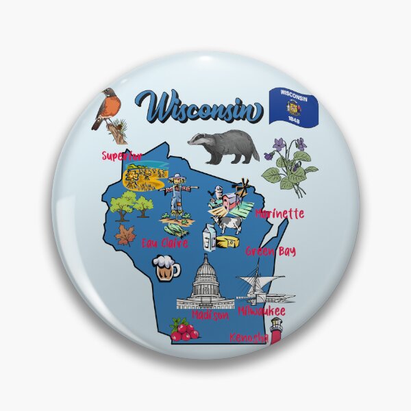 Item preview, Wisconsin Pride, The Badger State Illustrated Map designed and sold by mashmosh.