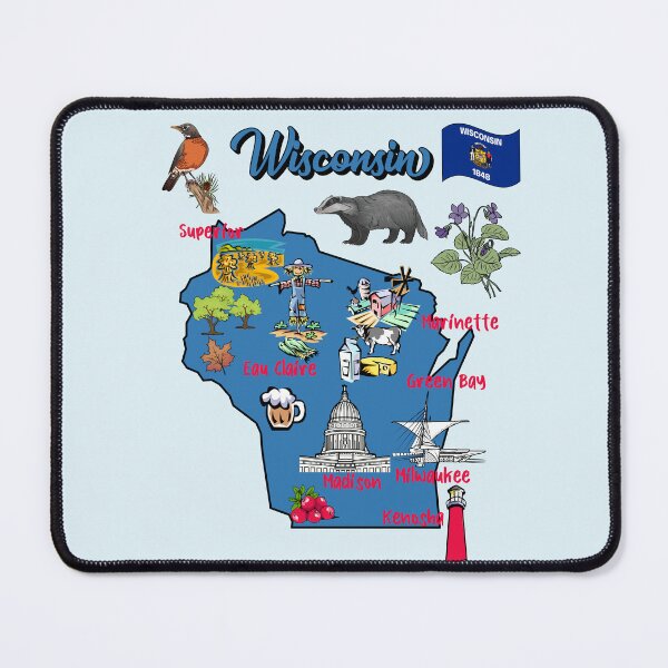 Item preview, Wisconsin Pride, The Badger State Illustrated Map designed and sold by mashmosh.