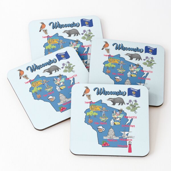 Item preview, Wisconsin Pride, The Badger State Illustrated Map designed and sold by mashmosh.