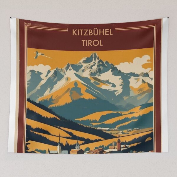 Item preview, Kitzbühel Vintage Ski Poster | Austrian Alps Retro Travel Art designed and sold by Esterlane.