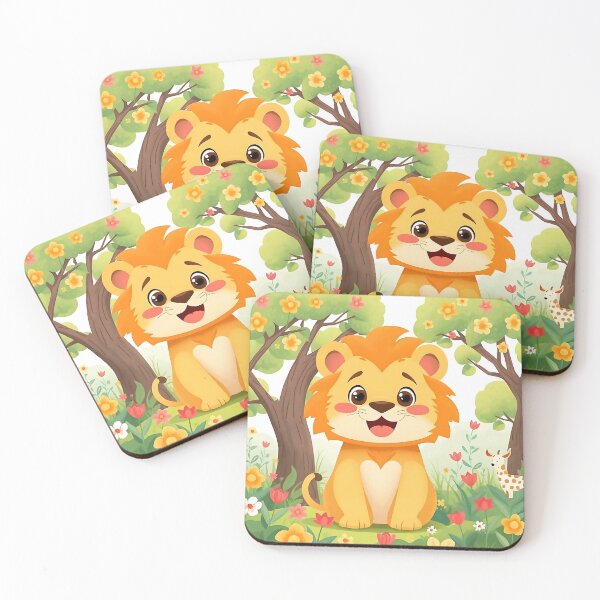 Item preview, Smiling baby lion surrounded by flowers and trees designed and sold by Beleza e Estilo.