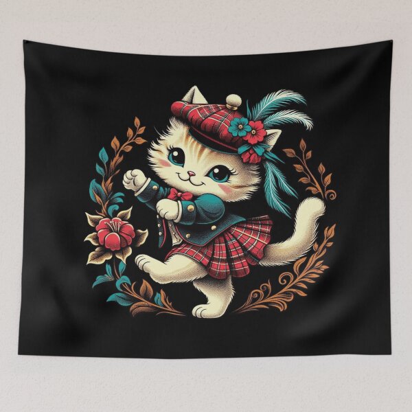Item preview, Cute Highland Dance Cat – Adorable Scottish Dancing Kitten designed and sold by AYACHI90.