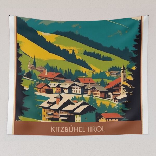 Item preview, Vintage Austrian Ski Resort Poster | Kitzbühel Alps Print designed and sold by Esterlane.