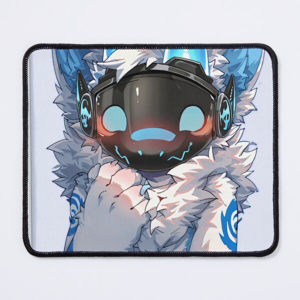 Item preview, Adorable Blushing Blue Protogen Cybernetic Portrait designed and sold by Finmm.