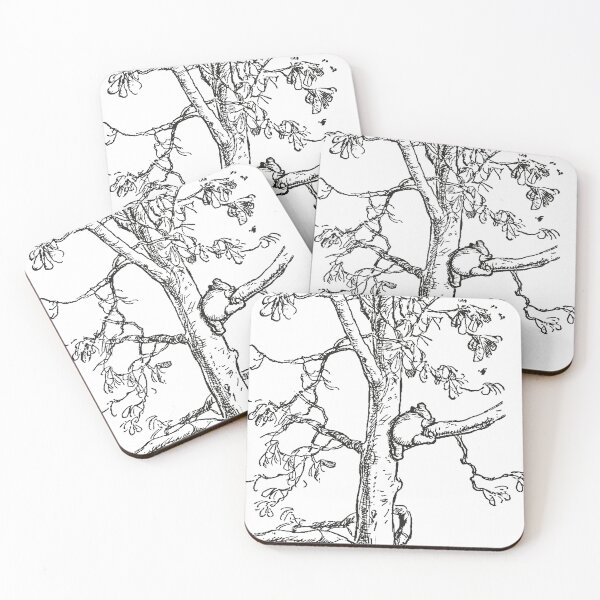 Item preview, Pooh climbing a tree, Classic Winnie the Pooh Illustration, Black & White designed and sold by Artanine.
