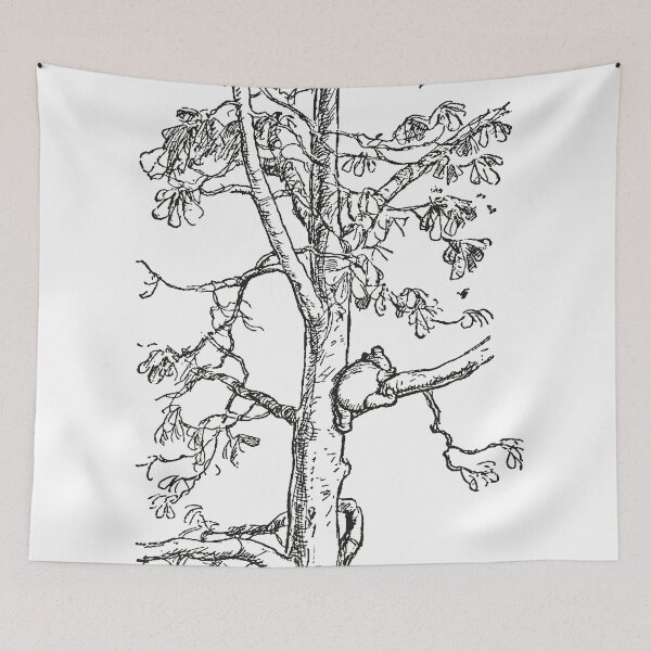 Item preview, Pooh climbing a tree, Classic Winnie the Pooh Illustration, Black & White designed and sold by Artanine.