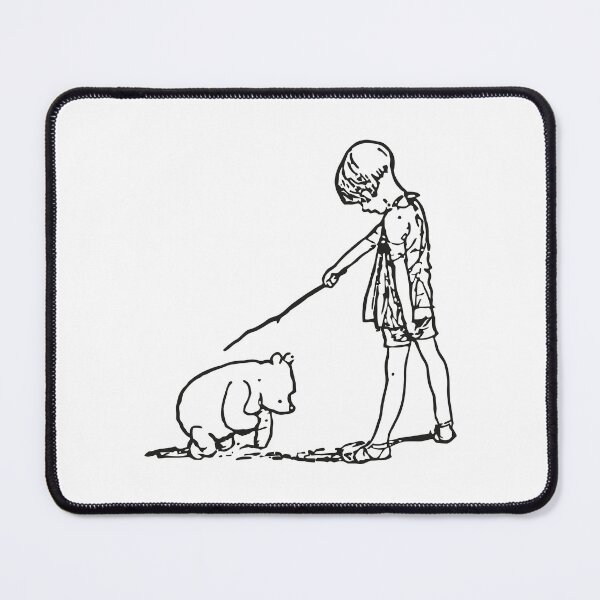 Item preview, Christopher Robin Knighting Pooh, Classic Winnie the Pooh Illustration, Black & White designed and sold by Artanine.