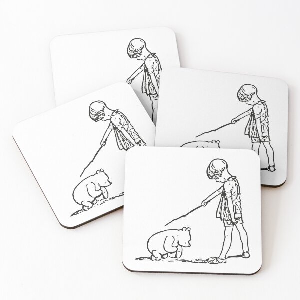 Item preview, Christopher Robin Knighting Pooh, Classic Winnie the Pooh Illustration, Black & White designed and sold by Artanine.