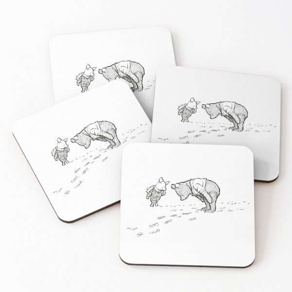 Item preview, Pooh and Piglet follow the tracks, Classic Winnie the Pooh Illustration, Black & White designed and sold by Artanine.