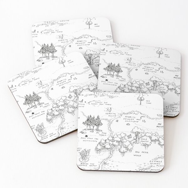 Item preview, Map of the Hundred Acre Wood, Classic Winnie the Pooh Illustration, Black & White designed and sold by Artanine.